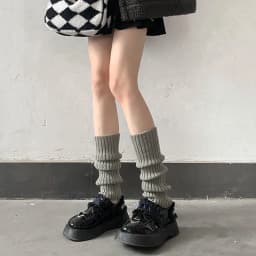 Y2k Goth Lolita Girls Cute Striped Knit Leg Warmers JK Uniform Gothic Women Leggings Gaiters Knee Knitted Cuffs Ankle Warmer