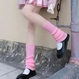 Y2k Goth Lolita Girls Cute Striped Knit Leg Warmers JK Uniform Gothic Women Leggings Gaiters Knee Knitted Cuffs Ankle Warmer