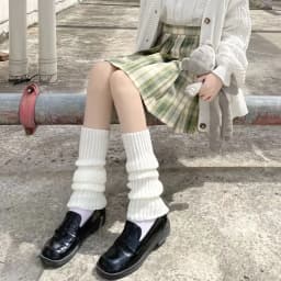 Y2k Goth Lolita Girls Cute Striped Knit Leg Warmers JK Uniform Gothic Women Leggings Gaiters Knee Knitted Cuffs Ankle Warmer