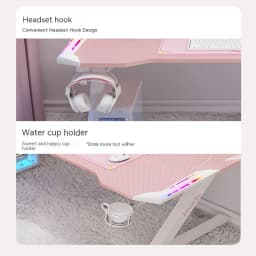 New Pink gaming table with RGB light fashion female anchor computer desk bedroom study desk girls boy black desk 100/120CM desk