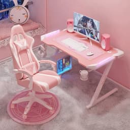 New Pink gaming table with RGB light fashion female anchor computer desk bedroom study desk girls boy black desk 100/120CM desk