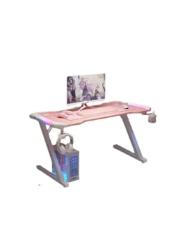 New Pink gaming table with RGB light fashion female anchor computer desk bedroom study desk girls boy black desk 100/120CM desk