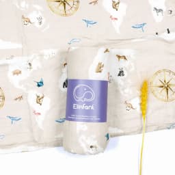 Elinfant Popular Digital Print Bamboo Cotton Muslin Swaddle Blankets High Quality 120*110cm Newborn Baby Bath Towel Wrap