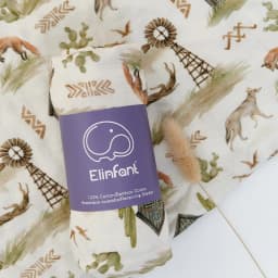 Elinfant Popular Digital Print Bamboo Cotton Muslin Swaddle Blankets High Quality 120*110cm Newborn Baby Bath Towel Wrap
