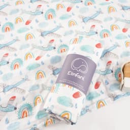 Elinfant Popular Digital Print Bamboo Cotton Muslin Swaddle Blankets High Quality 120*110cm Newborn Baby Bath Towel Wrap