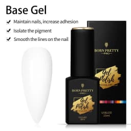 BORN PRETTY Milky Pink Rubber Base Gel Nail Polish Glitter 15ml Semi-Permanent Varnish Soak Off Self Leveling UV LED Gel