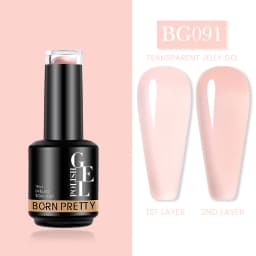 BORN PRETTY Milky Pink Rubber Base Gel Nail Polish Glitter 15ml Semi-Permanent Varnish Soak Off Self Leveling UV LED Gel