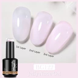 BORN PRETTY Milky Pink Rubber Base Gel Nail Polish Glitter 15ml Semi-Permanent Varnish Soak Off Self Leveling UV LED Gel
