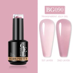 BORN PRETTY Milky Pink Rubber Base Gel Nail Polish Glitter 15ml Semi-Permanent Varnish Soak Off Self Leveling UV LED Gel