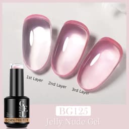 BORN PRETTY Milky Pink Rubber Base Gel Nail Polish Glitter 15ml Semi-Permanent Varnish Soak Off Self Leveling UV LED Gel
