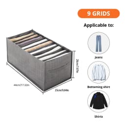 1Pc Grey 9 Grid Storage Box Non Woven Durable Washable Space Saving Layered Arrangement Pants Clothes Underwear Wardrobe Storage