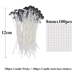 Smokeless Candle Wicks 2.6-20cm Pre-Waxed Cotton Core Wicks with Metal Sustainer Tabs DIY Handmade Candle Making Tools