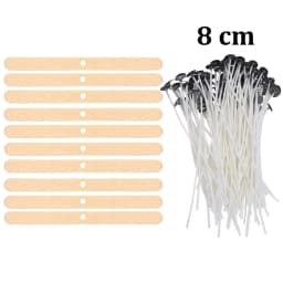 Smokeless Candle Wicks 2.6-20cm Pre-Waxed Cotton Core Wicks with Metal Sustainer Tabs DIY Handmade Candle Making Tools