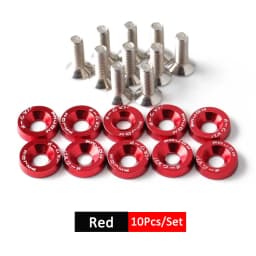 1Set Billet Aluminum Fender Bumper Washer Bolt Engine Bay Screw Dress Up Kit JDM M6x20mm Bolts