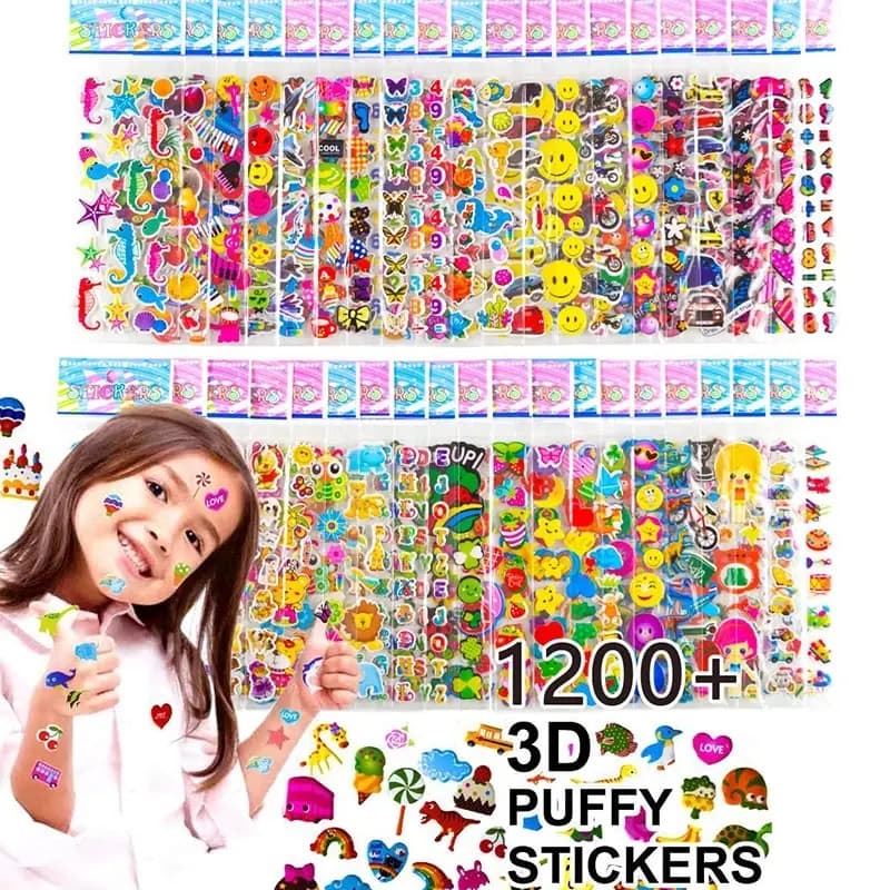 40 Mixed Packs Kids Stickers Puffy Bulk Stickers for Girl Boy Birthday Gift Scrapbooking Animals Cartoon