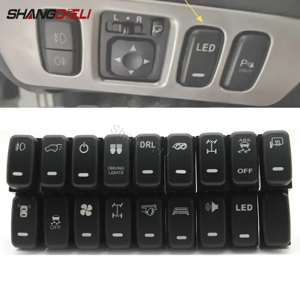 1Pc For Mitsubishi Pajero V73 V93 Lancer Outlander ASX L200 RED LED key switch fog light daytime running DRL Power Switch Button
