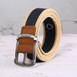 3.5cm Outdoor Canvas Men's Belt Solid Color Black and Red Striped Woven Alloy Pin Buckle Sports Overalls Belt for Men Wholesale