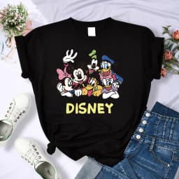 90s Y2k Mickey Print T-shirts for Women Fashion Minnie Mouse T Shirt Streetwear Female Clothes Kawaii Disney Tshirt