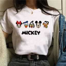 90s Y2k Mickey Print T-shirts for Women Fashion Minnie Mouse T Shirt Streetwear Female Clothes Kawaii Disney Tshirt