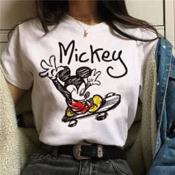 90s Y2k Mickey Print T-shirts for Women Fashion Minnie Mouse T Shirt Streetwear Female Clothes Kawaii Disney Tshirt