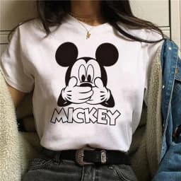90s Y2k Mickey Print T-shirts for Women Fashion Minnie Mouse T Shirt Streetwear Female Clothes Kawaii Disney Tshirt