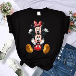 90s Y2k Mickey Print T-shirts for Women Fashion Minnie Mouse T Shirt Streetwear Female Clothes Kawaii Disney Tshirt