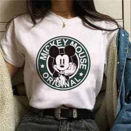 90s Y2k Mickey Print T-shirts for Women Fashion Minnie Mouse T Shirt Streetwear Female Clothes Kawaii Disney Tshirt