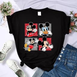 90s Y2k Mickey Print T-shirts for Women Fashion Minnie Mouse T Shirt Streetwear Female Clothes Kawaii Disney Tshirt