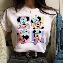 90s Y2k Mickey Print T-shirts for Women Fashion Minnie Mouse T Shirt Streetwear Female Clothes Kawaii Disney Tshirt