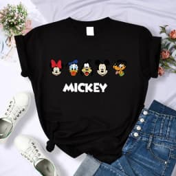 90s Y2k Mickey Print T-shirts for Women Fashion Minnie Mouse T Shirt Streetwear Female Clothes Kawaii Disney Tshirt