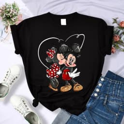 90s Y2k Mickey Print T-shirts for Women Fashion Minnie Mouse T Shirt Streetwear Female Clothes Kawaii Disney Tshirt