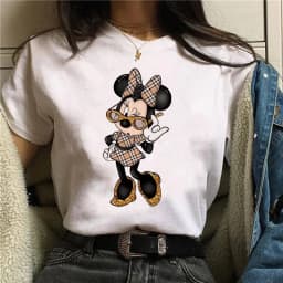 90s Y2k Mickey Print T-shirts for Women Fashion Minnie Mouse T Shirt Streetwear Female Clothes Kawaii Disney Tshirt