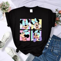 90s Y2k Mickey Print T-shirts for Women Fashion Minnie Mouse T Shirt Streetwear Female Clothes Kawaii Disney Tshirt