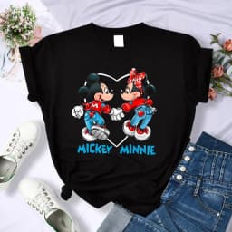 90s Y2k Mickey Print T-shirts for Women Fashion Minnie Mouse T Shirt Streetwear Female Clothes Kawaii Disney Tshirt
