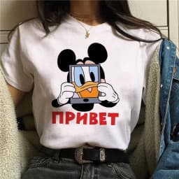 90s Y2k Mickey Print T-shirts for Women Fashion Minnie Mouse T Shirt Streetwear Female Clothes Kawaii Disney Tshirt