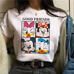 90s Y2k Mickey Print T-shirts for Women Fashion Minnie Mouse T Shirt Streetwear Female Clothes Kawaii Disney Tshirt