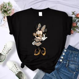 90s Y2k Mickey Print T-shirts for Women Fashion Minnie Mouse T Shirt Streetwear Female Clothes Kawaii Disney Tshirt