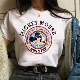 90s Y2k Mickey Print T-shirts for Women Fashion Minnie Mouse T Shirt Streetwear Female Clothes Kawaii Disney Tshirt