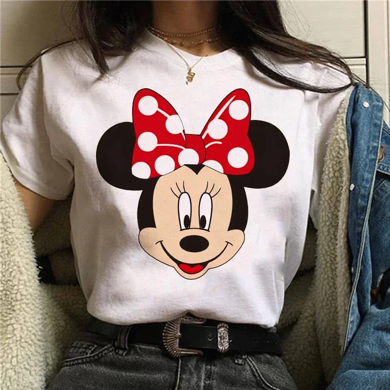 90s Y2k Mickey Print T-shirts for Women Fashion Minnie Mouse T Shirt Streetwear Female Clothes Kawaii Disney Tshirt