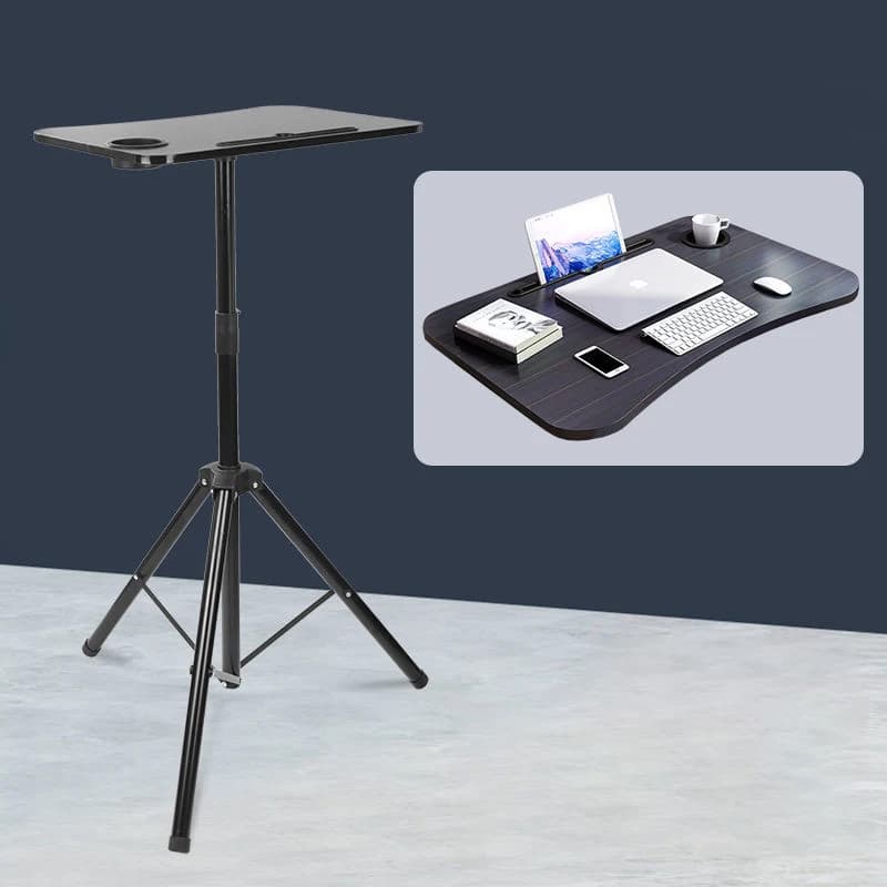 1.8M Portable Laptop Stand Floor Folding Computer Desk Adjustable Height Stable Tripod Speech Study Table for Bed Sofa Standing