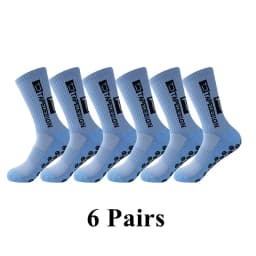 6Pairs/Lot 2023 New ANTI SLIP Tapedesign Football Socks Mid Calf Non-Slip Soccer Sport Cycling Sports Mens Sock EU38-45
