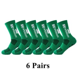 6Pairs/Lot 2023 New ANTI SLIP Tapedesign Football Socks Mid Calf Non-Slip Soccer Sport Cycling Sports Mens Sock EU38-45