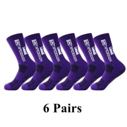6Pairs/Lot 2023 New ANTI SLIP Tapedesign Football Socks Mid Calf Non-Slip Soccer Sport Cycling Sports Mens Sock EU38-45
