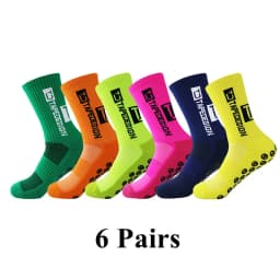 6Pairs/Lot 2023 New ANTI SLIP Tapedesign Football Socks Mid Calf Non-Slip Soccer Sport Cycling Sports Mens Sock EU38-45
