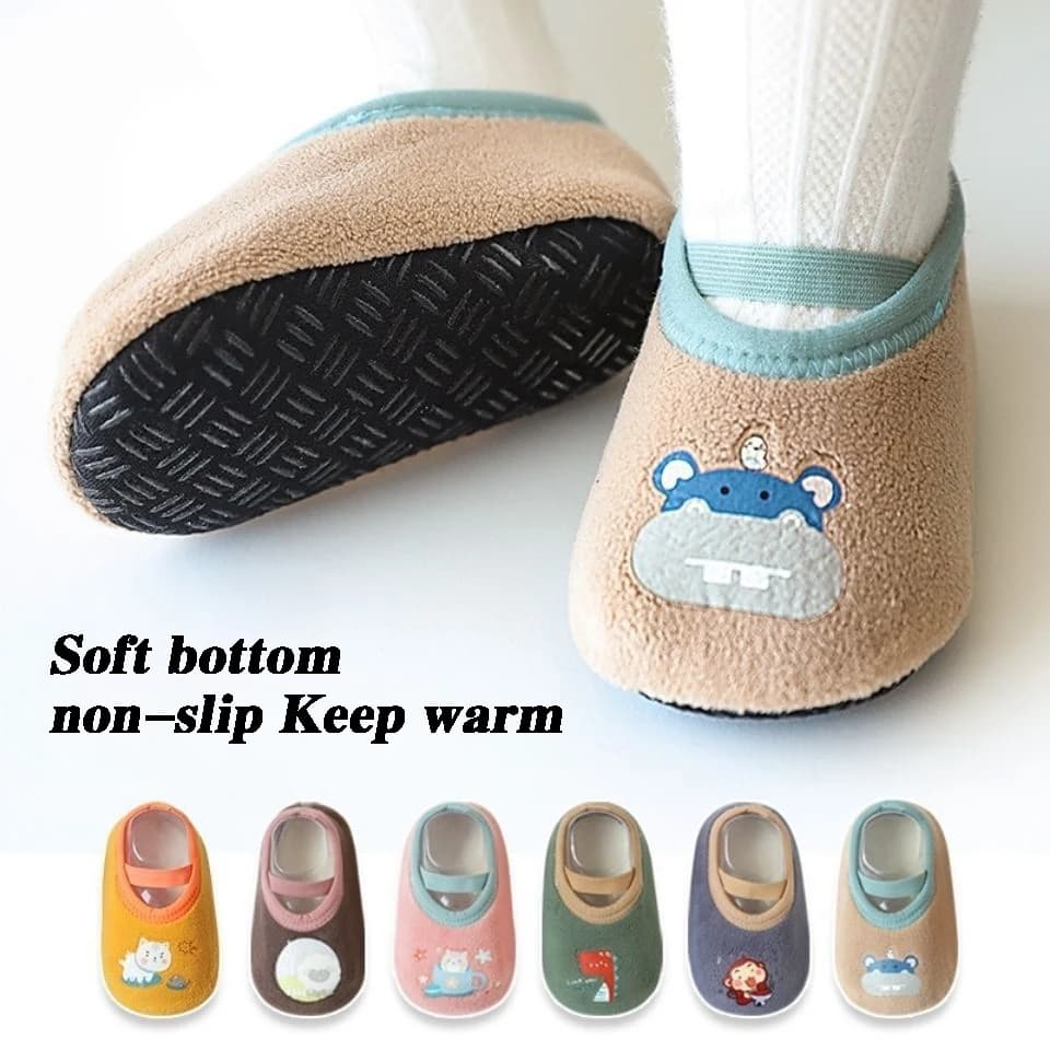 Baby Anti-slip Socks Cute Kids Slippers Newborn Warm Crib Floor Shoes with Rubber Sole for 0-24Month Children Boy Toddler Shoes
