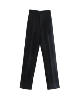 TRAF Women Chic Fashion Office Wear Straight Pants Vintage High Waist Zipper Fly Female Trousers Mujer