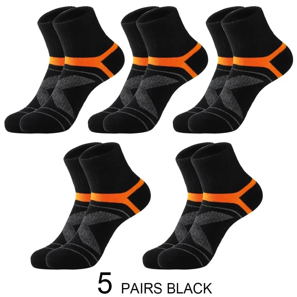 5 Pairs Lot Men's Socks Black Sports Socks Casual Run Autumn Winter High Quality Breathable Male Socks