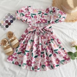 Bear Leader Rose Pink Plaid Bow Dress Elegant Lolita Child Big Girls Midi Dress Children Dresses Teens Party Princess Sundress