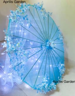 LED Chinese Japan Yarn Silk Cloth Lace Decorative Umbrella Beach Parasol Princess Umbrella Drama White Craft Umbrella Cosplay