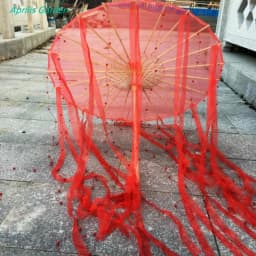 LED Chinese Japan Yarn Silk Cloth Lace Decorative Umbrella Beach Parasol Princess Umbrella Drama White Craft Umbrella Cosplay